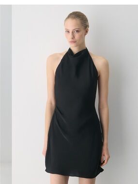 Aritzia Audience Dress Black Halter Neck Mini Dress - Sleek Evening Style